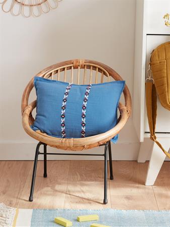 Housse de coussin brodé bleu