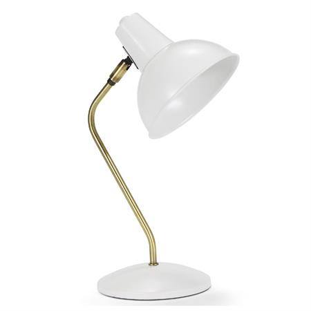 Lampe de bureau métal blanc et laiton doré 20x15x38cm