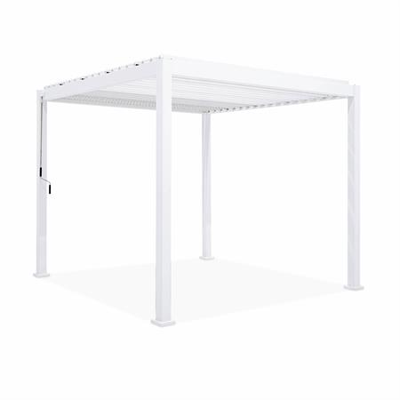 Pergola bioclimatique aluminium et acier 3x3m blanc