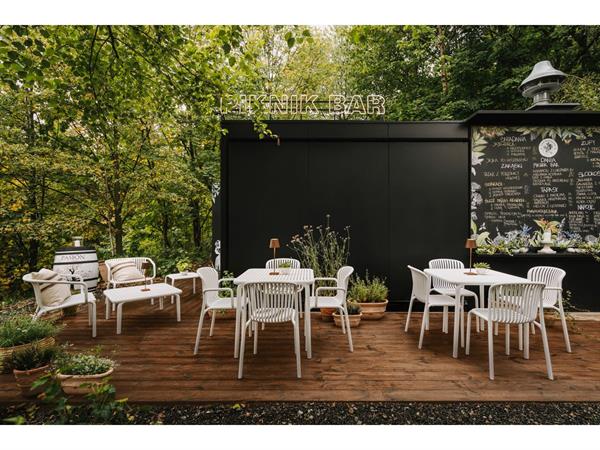 Table de jardin carrée 80 cm RHODES beige   BOBOCHIC