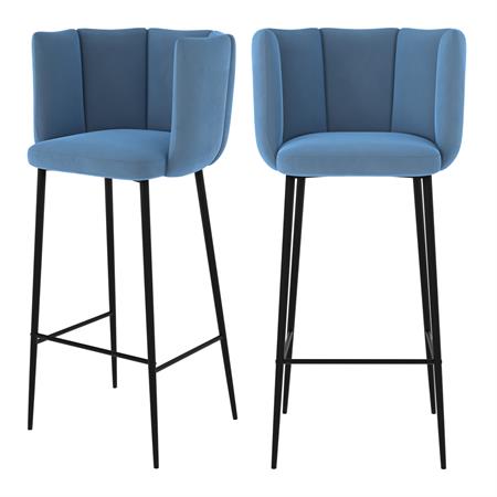 Chaise de bar en velours bleu 75 cm 