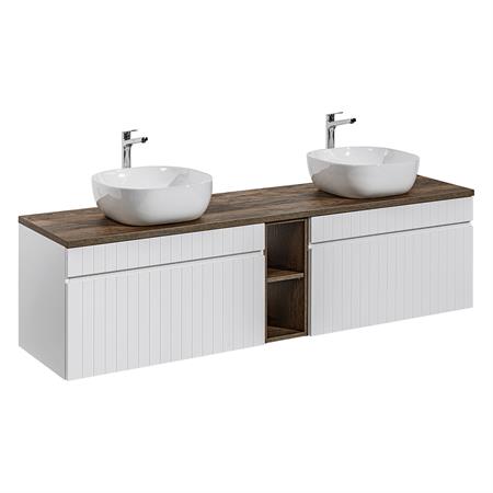 Meuble double vasque 1 stratifiés blanc
