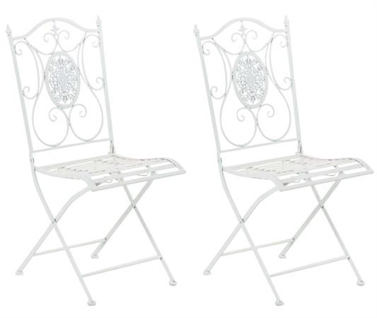 Lot de 2 chaises de jardin pliables en métal Blanc