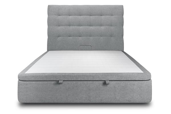Lit coffre avec tête de lit capitonnée Tissu Gris anthracite 160x200