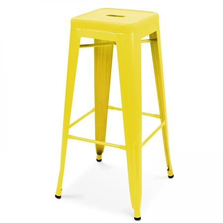 Tabouret de bar en métal jaune mat