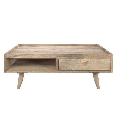 Table basse rectangulaire en bois de manguier 1 tiroir