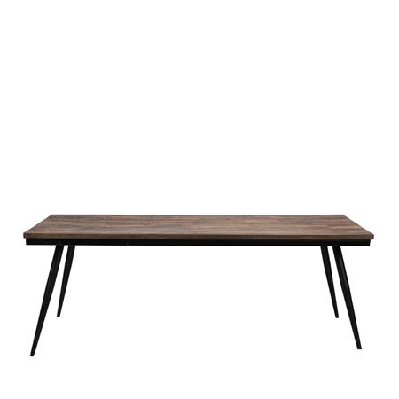 Table à manger en métal et teck recyclé 200x90cm - Bois foncé