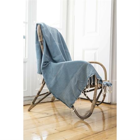 Plaid coton bleu pétrole 130x170