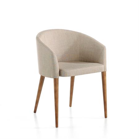 Chaise en tissu avec pieds effet bois noyer