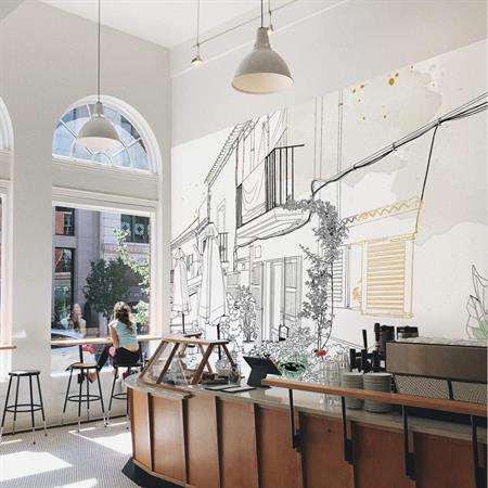 Papier peint panoramique terrasse d'été vert 450x250cm