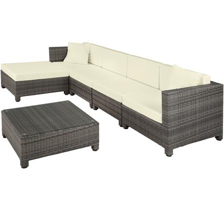 Canapé de jardin Lounge en rotin Avec cadre en aluminium gris