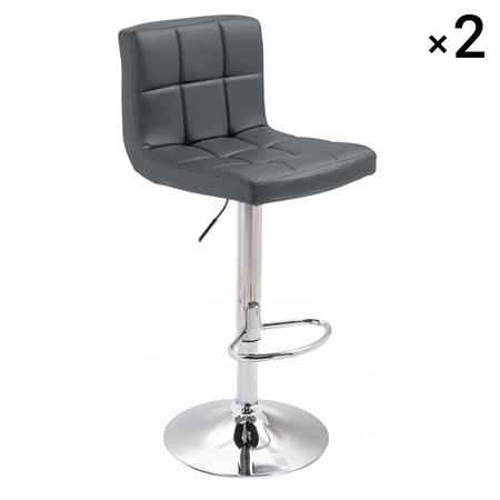 Lot de 2 tabourets de bar en simili cuir gris