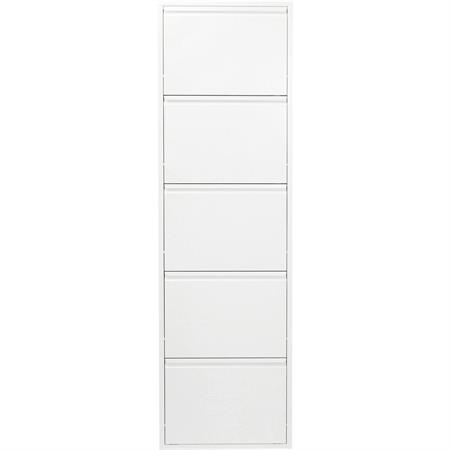 Casier à chaussures 5 tiroirs en acier blanc