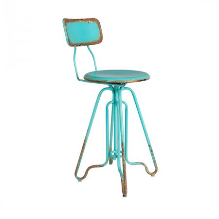 Tabouret de comptoir en métal bleu