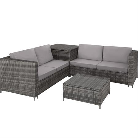 Canapé de jardin Lounge en rotin Pour 4 personnes gris/gris clair