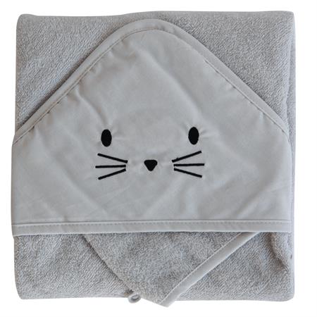 Set sortie de bain et gant lapin coton gris perle 75x75 cm