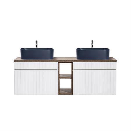 Meuble double vasque stratifiés blanc