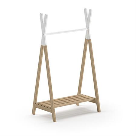 Portant à vêtements enfant en bois - Blanc et bois clair