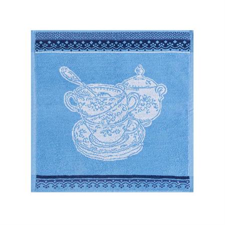 Carré éponge en coton bleu 50x50