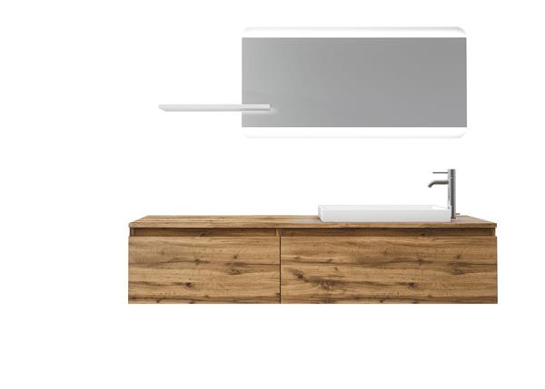 Meuble de salle de bain 6 pièces en mélaminé chêne miel
