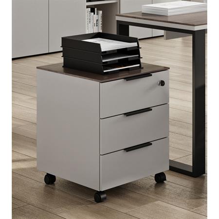 Caisson de bureau moderne gris/noyer