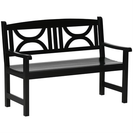 Banc de jardin 2 places style colonial à lattes - bois peuplier noir