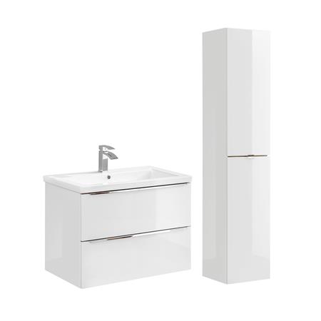 Ensemble meuble vasque encastrée colonne stratifiés blanc