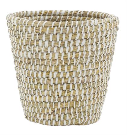 Corbeille à papier en jonc naturel et plastique recyclé
