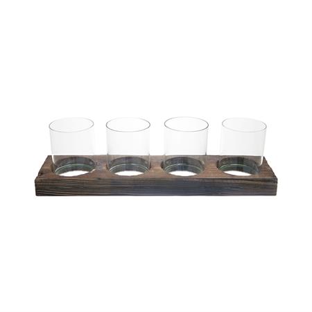 Set de 4 photophores en verre transparent et marron H14