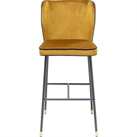 Tabouret de bar en velours ocre et acier