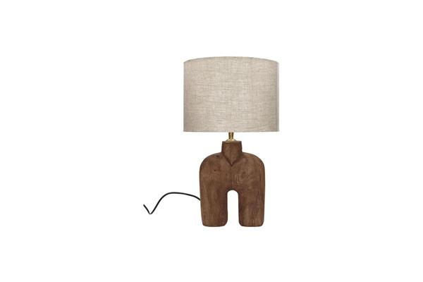Lampe à poser en bois de manguier ø28cm - Bois foncé