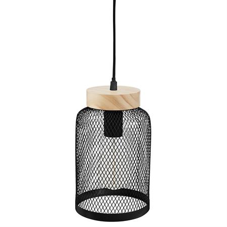 Suspension métal bois noir