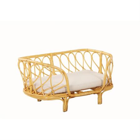 Panier rectangulaire pour chien et chat en rotin coloris écru