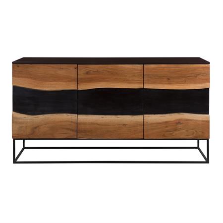 Buffet 3 portes en bois d'acacia et métal noir