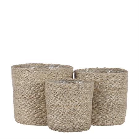 3 cache-pots en jute crème H16