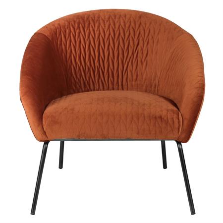 Fauteuil en velours cognac pieds métal MARCO