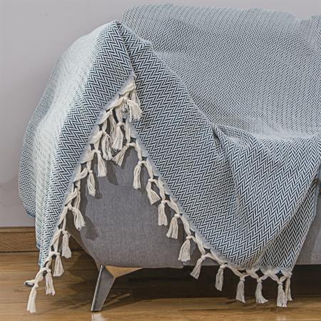 Plaid laine bleu canard 130x170