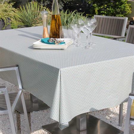 Nappe imprimée et enduite coton vert clair 150x150 cm