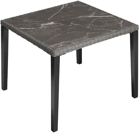 Table en rotin avec cadre en Aluminium et Bois 935 x 935