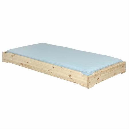 Lit empilable avec matelas bois massif 90x190 cm