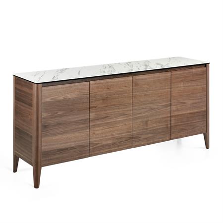 Buffet effet bois noyer et porcelaine blanc