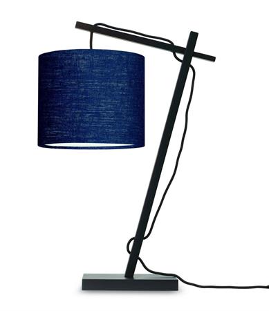 Lampe de table bambou noir/lin H46cm