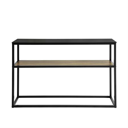 Table console cadre en métal noir avec 2 étagères