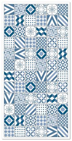 Tapis vinyle carreaux ciments love bleu 140x200cm