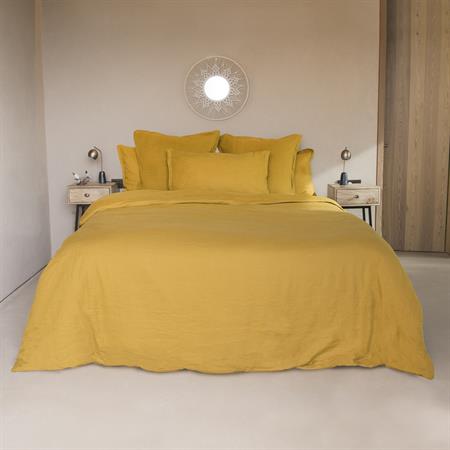 Housse de couette lin lavé moutarde 200x200