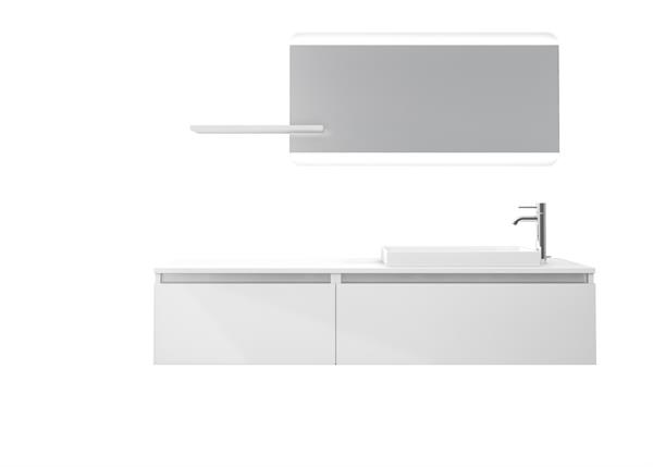 Meuble de salle de bain 6 pièces en mélamine blanche