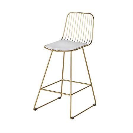 2 Chaises îlot HUPPY Acier Chromé - Hauteur 65,5 Cm Coussin Marron