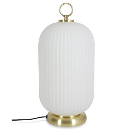 Lampe verre blanc base métal doré satiné D20cm