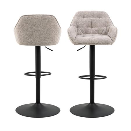 Lot de 2 tabourets de bar réglables en tissu et métal H63-84cm