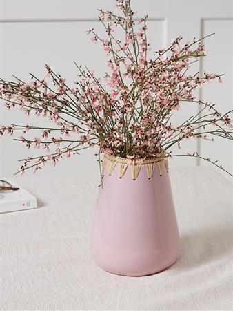 Vase céramique et raphia Chabi Chic vieux rose